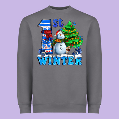 First Winter With Snowman Heavyweight Sweatshirt Designed By Adodesignshop