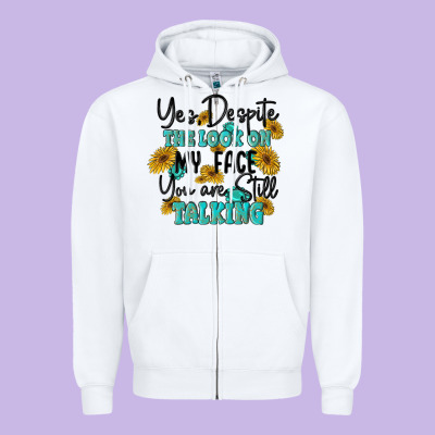 You Despite The Lok On My Face You Are Still Talki Zipper Hoodie Designed By Maliassmallbusiness