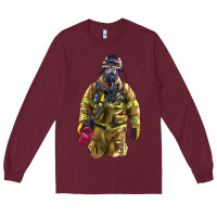 Burgundy Firefighter Long Sleeve Tee - LillyAllenDesigns