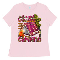 Bubblegum Pink just a girl who loves camping Ladies Tee - texasbilliewilder