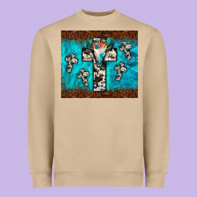 Bull Skull Cross Tumbler Heavyweight Sweatshirt Designed By Jahusdesignshop