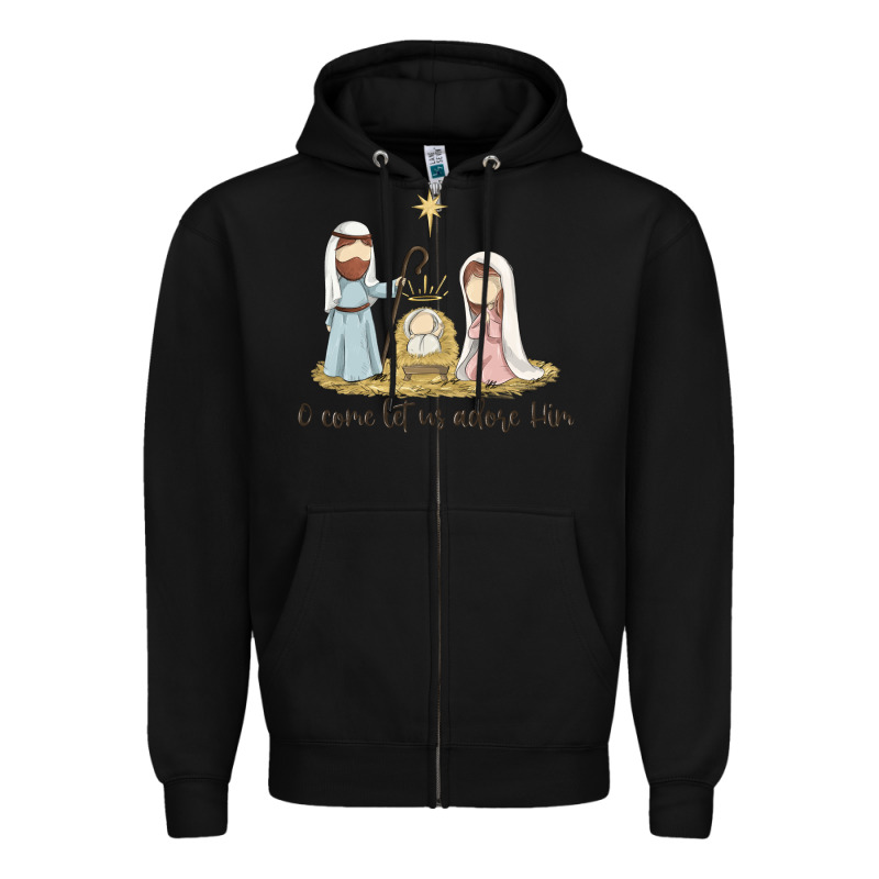 O Come Let Us Adore Him Zipper Hoodie by MaliasSmallBusiness | Teevron