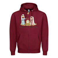 Burgundy o come let us adore him Zipper Hoodie - MaliasSmallBusiness