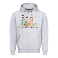 Heather Grey o come let us adore him Zipper Hoodie - MaliasSmallBusiness