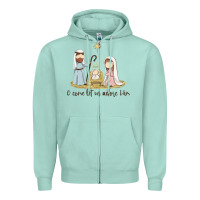 Seafoam o come let us adore him Zipper Hoodie - MaliasSmallBusiness