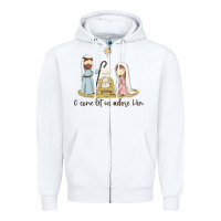 White o come let us adore him Zipper Hoodie - MaliasSmallBusiness