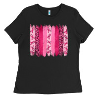 Black Breast Cancer Brushstrokes Ladies Tee - RanaPortraitStore