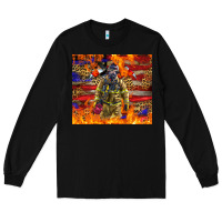Black Western Firefighter With American Long Sleeve Tee - LillyAllenDesigns