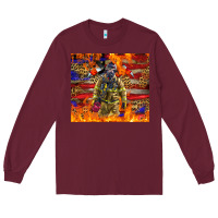 Burgundy Western Firefighter With American Long Sleeve Tee - LillyAllenDesigns