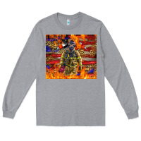 Heather Grey Western Firefighter With American Long Sleeve Tee - LillyAllenDesigns
