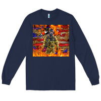 Navy Western Firefighter With American Long Sleeve Tee - LillyAllenDesigns