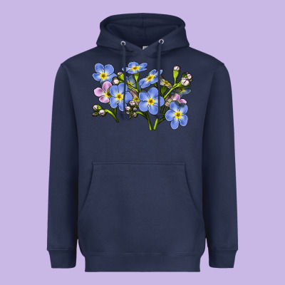 Forget Me Not Flower Illustrations Heavyweight Hoodie Designed By Lillyallendesigns