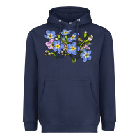 Navy Forget Me Not Flower Illustrations Heavyweight Hoodie - LillyAllenDesigns
