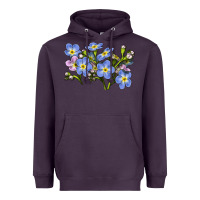 Plum Forget Me Not Flower Illustrations Heavyweight Hoodie - LillyAllenDesigns