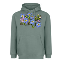 Sage Forget Me Not Flower Illustrations Heavyweight Hoodie - LillyAllenDesigns
