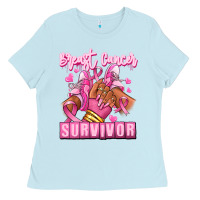 Baby Blue Breast Cancer survivor afro girl sneakers Ladies Tee - RanaPortraitStore