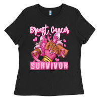 Breast Cancer Survivor Afro Girl Sneakers Ladies Tee | Teevron
