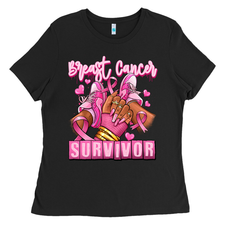 Breast Cancer Survivor Afro Girl Sneakers Ladies Tee by RanaPortraitStore | Teevron