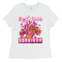 White Breast Cancer survivor afro girl sneakers Ladies Tee - RanaPortraitStore