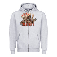 Heather Grey long live cowboys cards Zipper Hoodie - NancyCooperArtShop