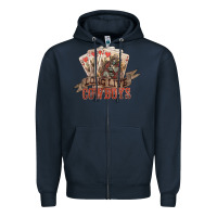 Navy long live cowboys cards Zipper Hoodie - NancyCooperArtShop