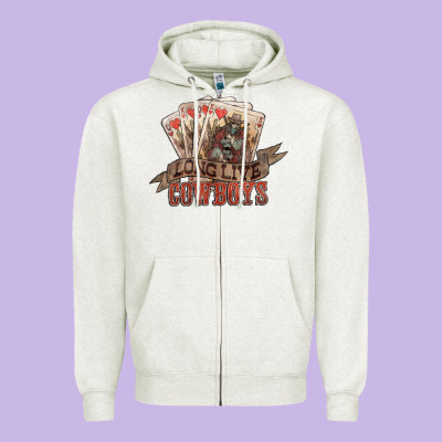 Long Live Cowboys Cards Zipper Hoodie Designed By Nancycooperartshop