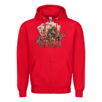 Red long live cowboys cards Zipper Hoodie - NancyCooperArtShop