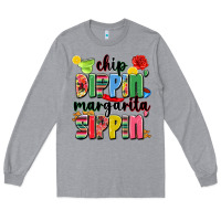 Heather Grey chip dippin' margarita sippin' Long Sleeve Tee - JahusDesignShop