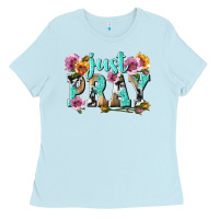 Baby Blue just pray Ladies Tee - texasbilliewilder