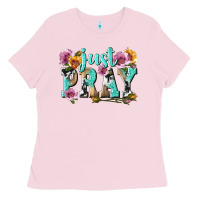 Bubblegum Pink just pray Ladies Tee - texasbilliewilder