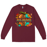 Burgundy bus driver pumpkin Long Sleeve Tee - NancyCooperArtShop