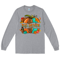 Heather Grey bus driver pumpkin Long Sleeve Tee - NancyCooperArtShop