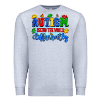 Heather Grey autism seeing the world differently Premium Sweatshirt - Artiststas