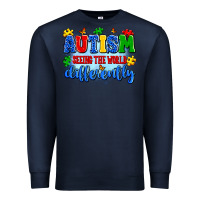 Navy autism seeing the world differently Premium Sweatshirt - Artiststas