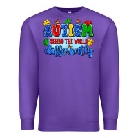 Purple autism seeing the world differently Premium Sweatshirt - Artiststas