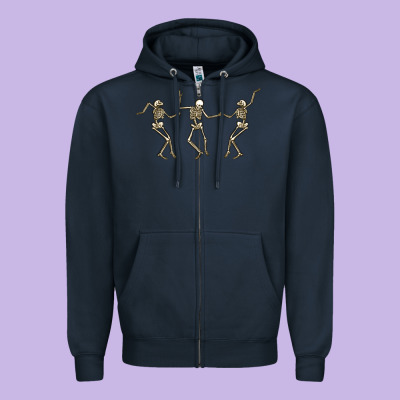 Dancing Skeletons Zipper Hoodie Designed By Maliassmallbusiness