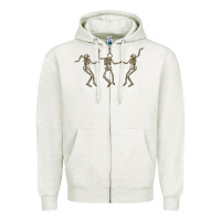 Oatmeal Heather dancing skeletons Zipper Hoodie - MaliasSmallBusiness