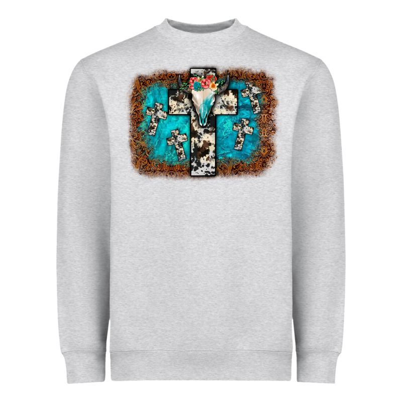 Bull Skull Cross Backgraund Heavyweight Sweatshirt by JahusDesignShop | Teevron