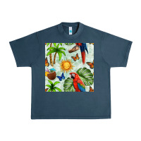 Midnight Navy parrot in the sun seamless pattern Urban Heavy Tee - BundleAndBundleShop