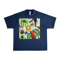 Navy parrot in the sun seamless pattern Urban Heavy Tee - BundleAndBundleShop