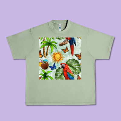 Parrot In The Sun Seamless Pattern Urban Heavy Tee Designed By Bundleandbundleshop