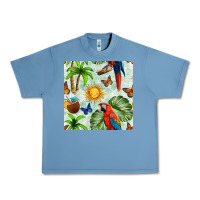 Pebble Blue parrot in the sun seamless pattern Urban Heavy Tee - BundleAndBundleShop