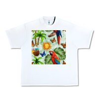 White parrot in the sun seamless pattern Urban Heavy Tee - BundleAndBundleShop