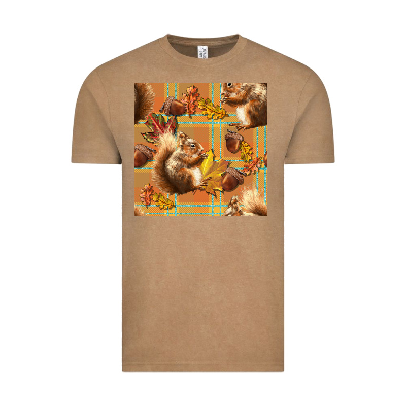 Fall Squirrel And Plaid Seamless Vintage Tee by BundleAndBundleShop | Teevron