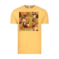 Vintage Mustard fall squirrel and plaid seamless Vintage Tee - BundleAndBundleShop