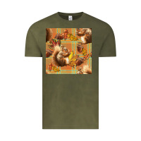 Vintage Olive fall squirrel and plaid seamless Vintage Tee - BundleAndBundleShop