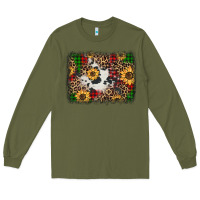 Army Green distressed christmas sunflowers leopard cowhide background Long Sleeve Tee - Jasminsmagicworld