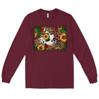 Burgundy distressed christmas sunflowers leopard cowhide background Long Sleeve Tee - Jasminsmagicworld