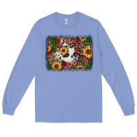 Colony Blue distressed christmas sunflowers leopard cowhide background Long Sleeve Tee - Jasminsmagicworld
