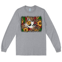 Heather Grey distressed christmas sunflowers leopard cowhide background Long Sleeve Tee - Jasminsmagicworld